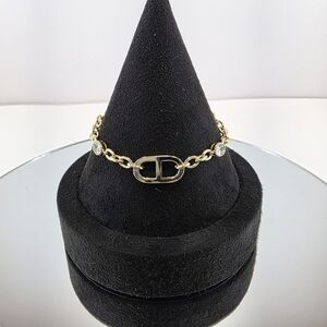 Gold Chain Link Bracelet • Simulated Diamonds